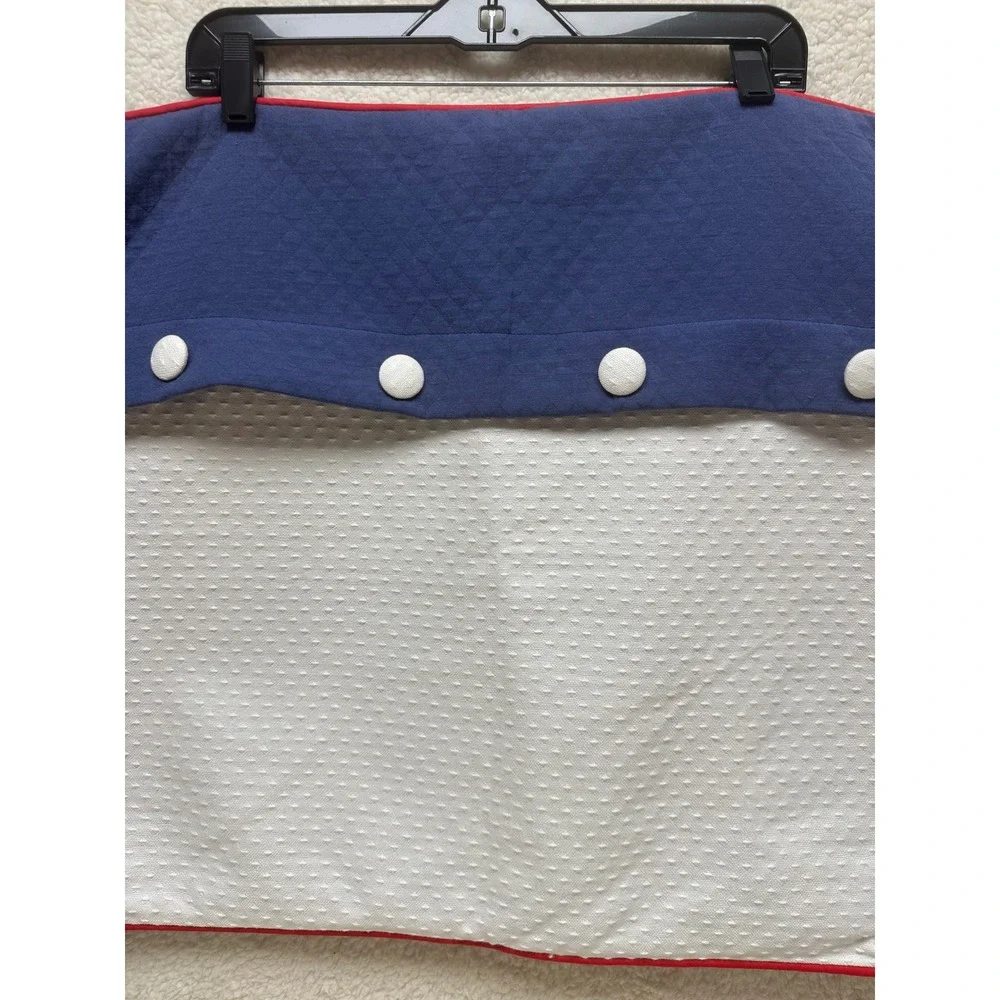 Mystic Valley‎ Traders Pillow Shams Navy White Red Buttons Quilted Set of 2